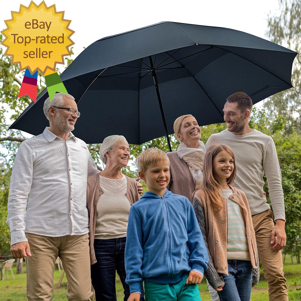 80 Inch Huge Large Oversize Golf Umbrella Double Canopy Vented Windproof Stick U