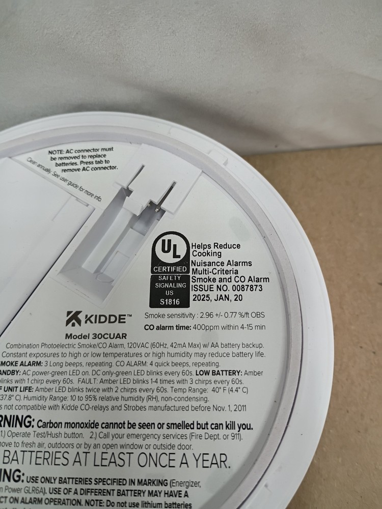 Kidde 30CUAR Detect Smoke +Carbon Monoxide Alarm