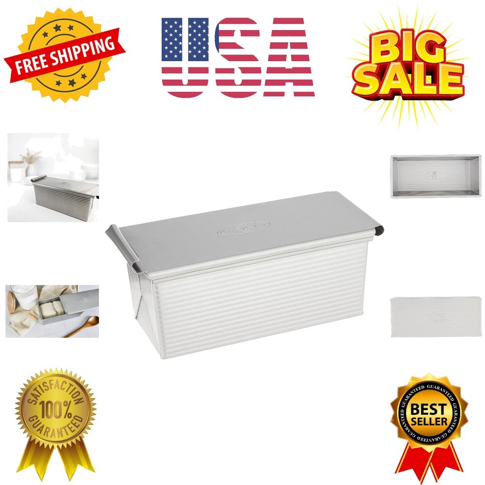 Bakeware Pullman Loaf Pan With Cover, 9 x 4 inch, Nonstick & Quick Release Co...
