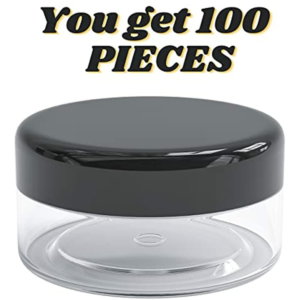 ZAVBE 100 Pieces Empty 5 Grams Container with Black Lid