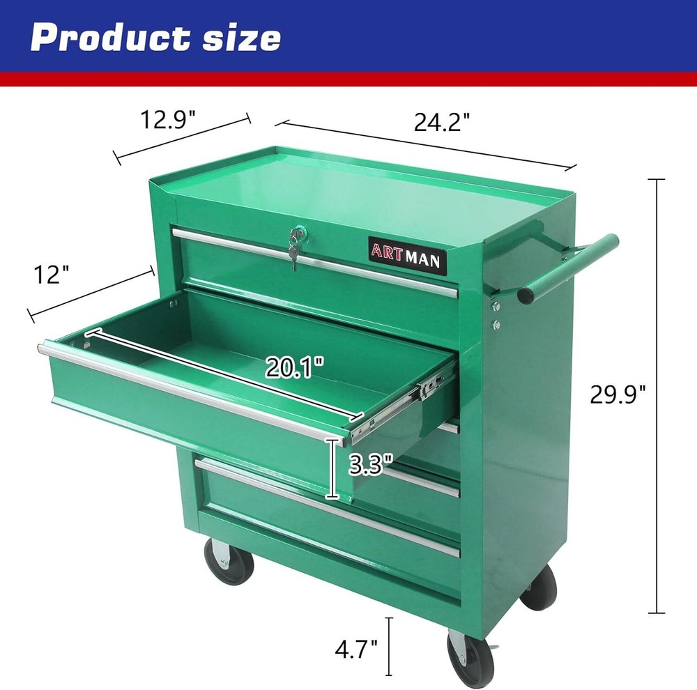 5-Drawers Tool Cabinets On Wheels,Rolling Tool Chest With Drawers,Tool Storage