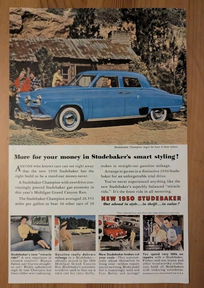 Two Vintage 1950 Studebaker Magazine Advertisements Commander & Champion