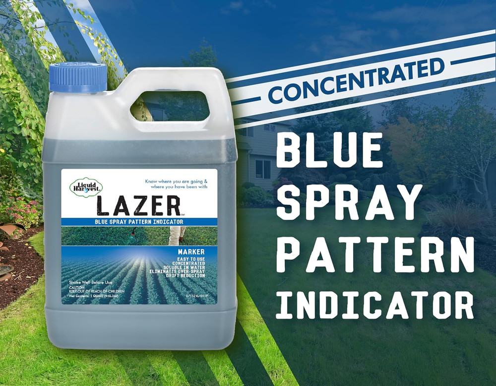 Lazer Blue - 32 Ounces - Concentrated Spray Pattern Indicator - Perfect Weed/ Fe
