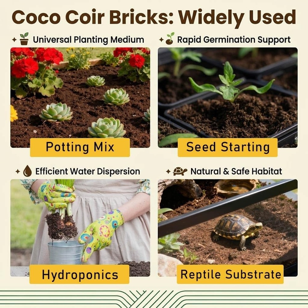Coco Coir Brick 1Pc Compressed Coconut Fiber Soil Low EC pH Balanced Seed Starte
