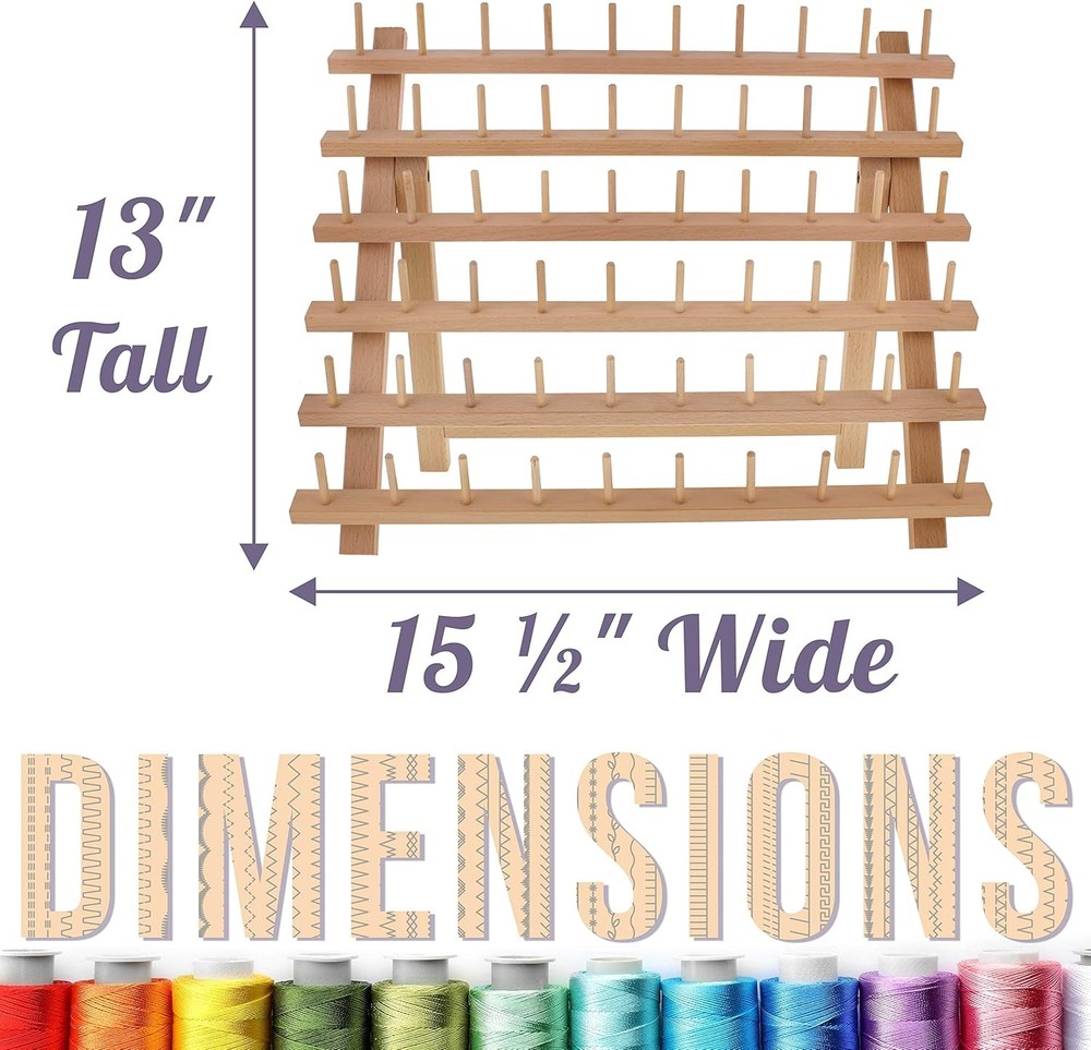 Wooden Sewing Thread Holder 60 Spool Organizer Storage Rack