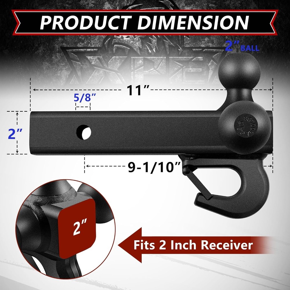 Tri Ball Trailer Hitch Mount for 2" Receiver