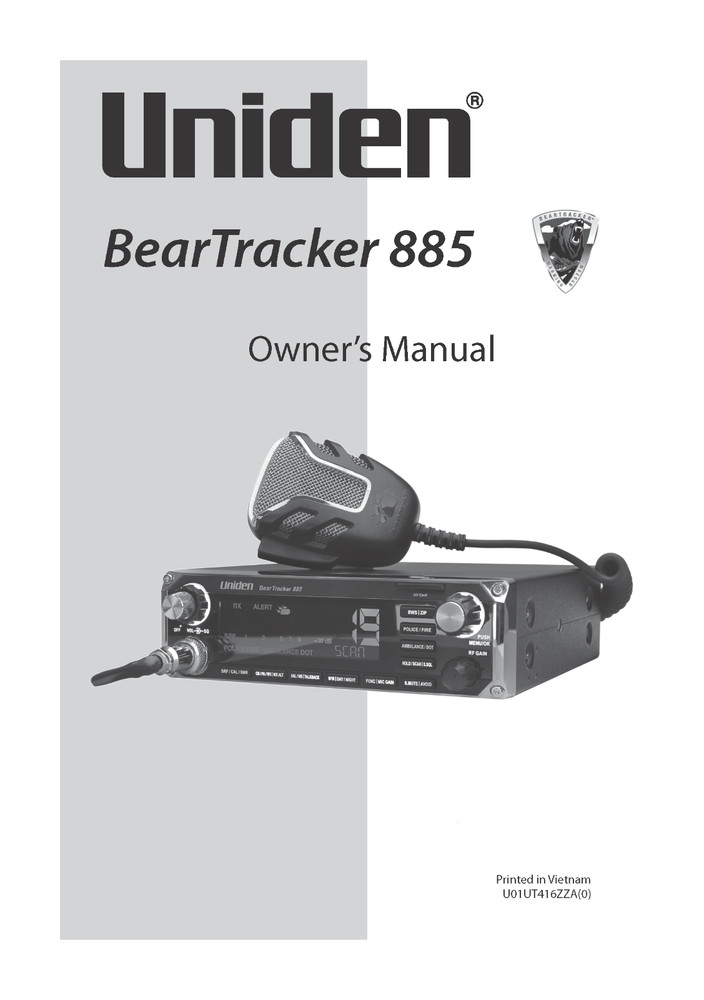 Uniden Bear Tracker  885 Instructions Operating Manual User Guide COIL BOUND