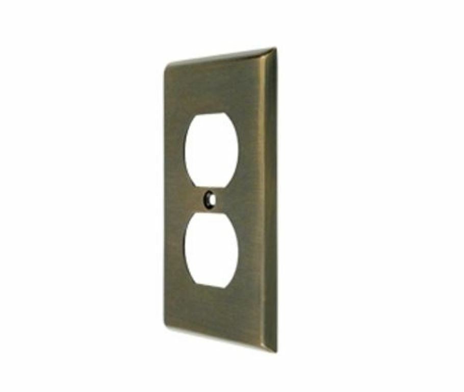 Plug Plate Double Outlet Solid Brass 8 Finishes by Deltana