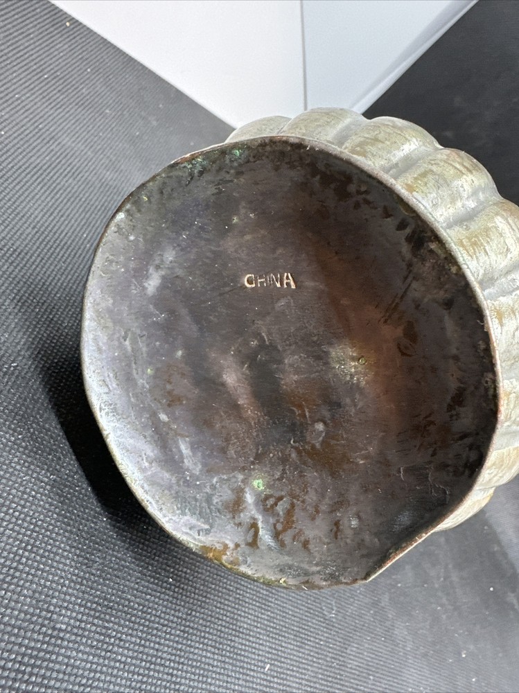 Tinned Copper, Brass, Cup, Mug Hammered Decoration,