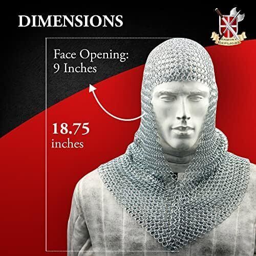 BATTLE READY CHAIN MAIL COIF ARMOR MEDIEVAL RENAISSANCE CHAINMAIL HOOD ARMOR