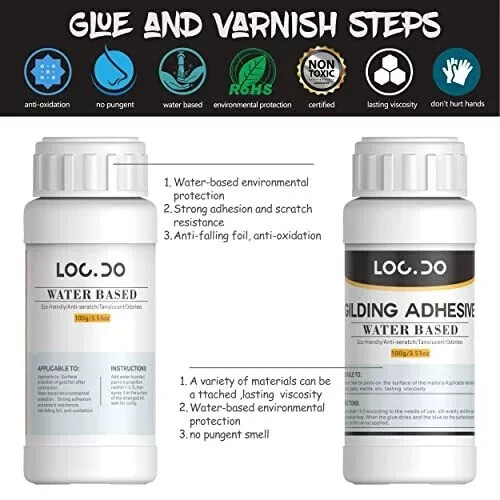 Gilding Adhesive 200ml Set, Water Based Adhesive and Protective Gold Leaf Kit