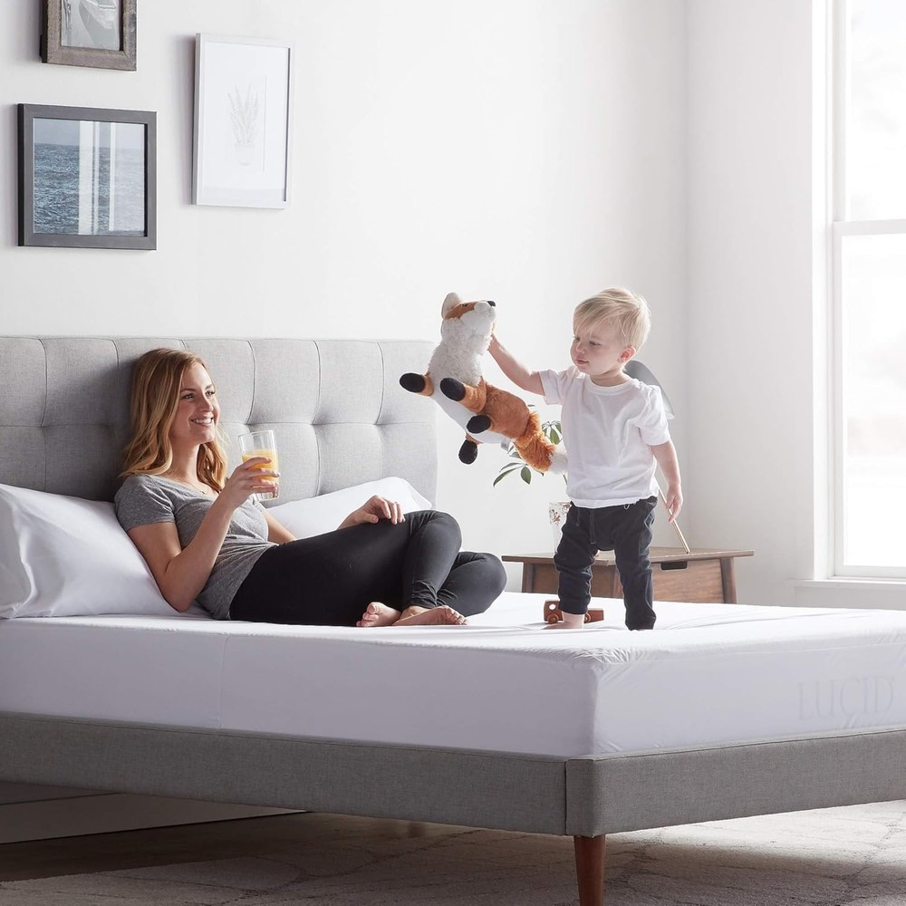 Zippered Waterproof Pillow Protector - Allergen & Bed Bug Proof – White 2-Pack