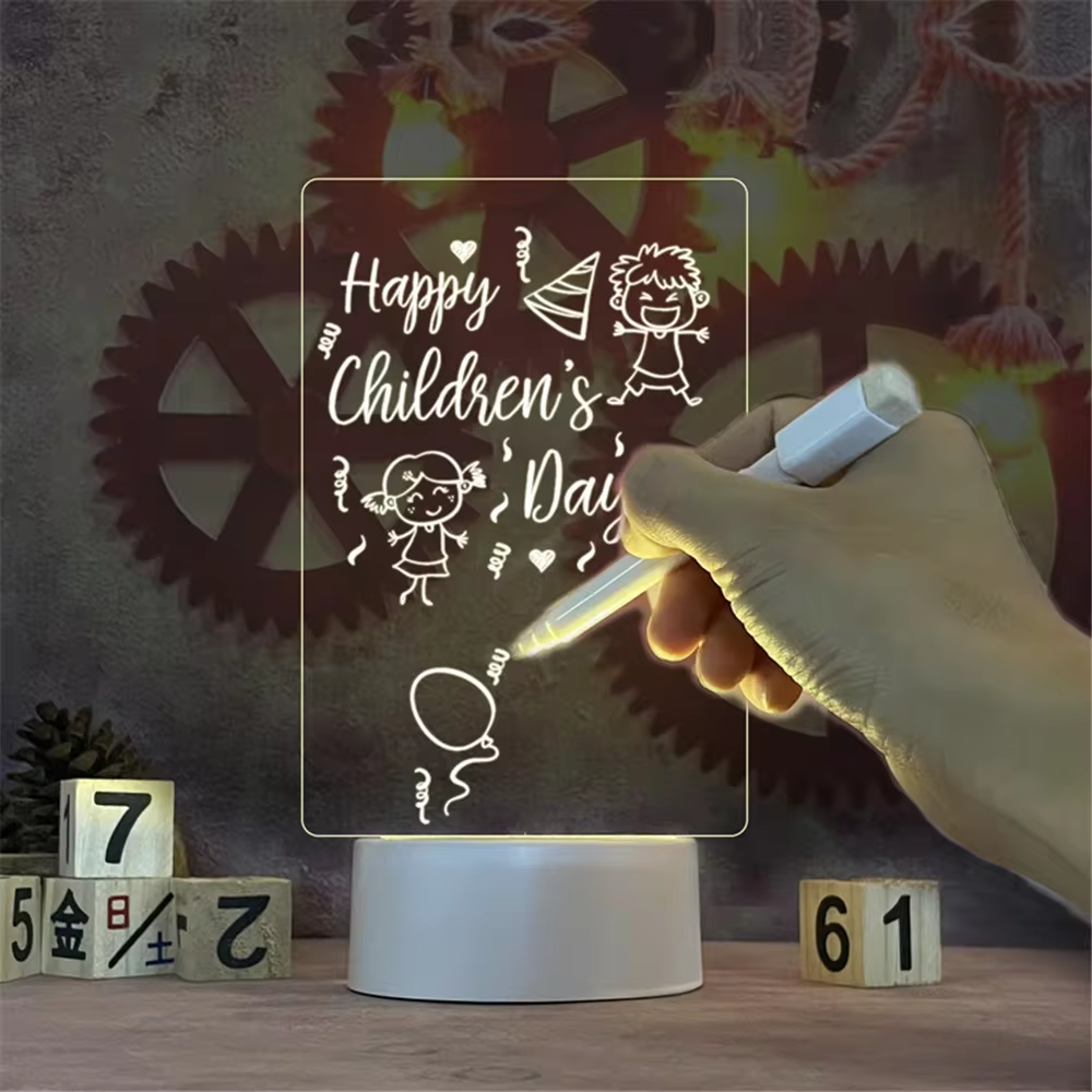 Personalized Drawing LED Night Light USB Acrylic Erasable Board - Free Shipping
