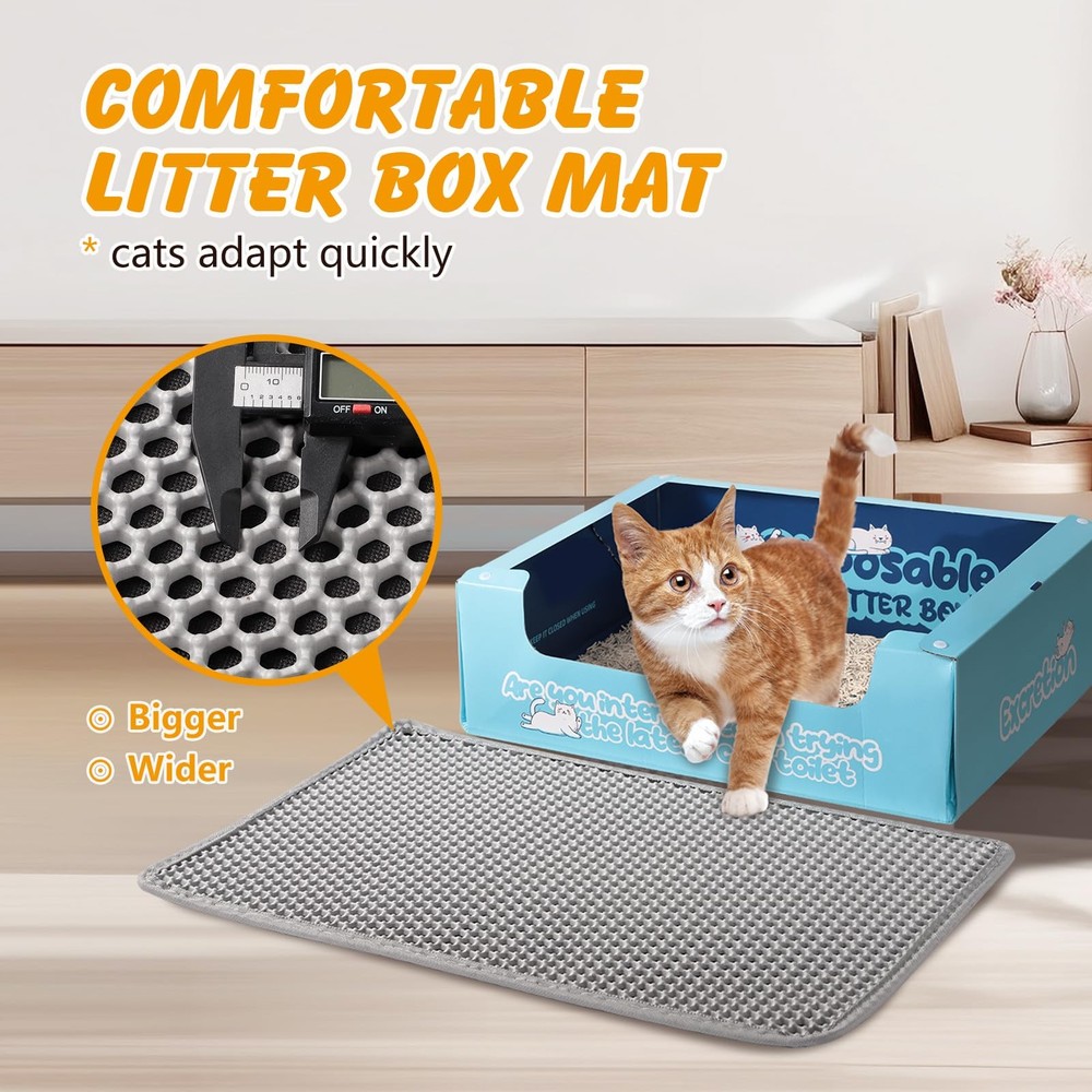 Double Layer Cat Litter Mat 24x15â€ - Mess-Free Litter Solution in Grey