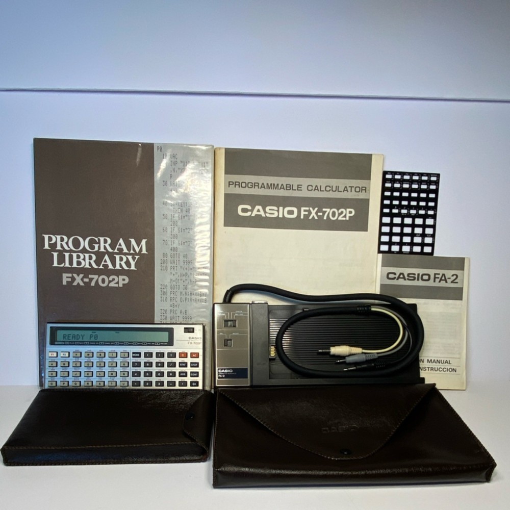 Casio FX-702P Vintage Programmable Calculator w/ FA-2 Cassette Interface, Manual