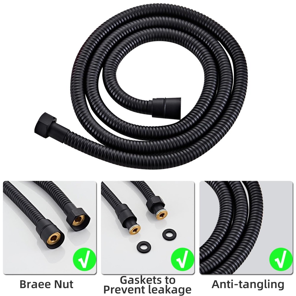 Bathroom Square Matte Black Solid Brass Hand Held Shower Head