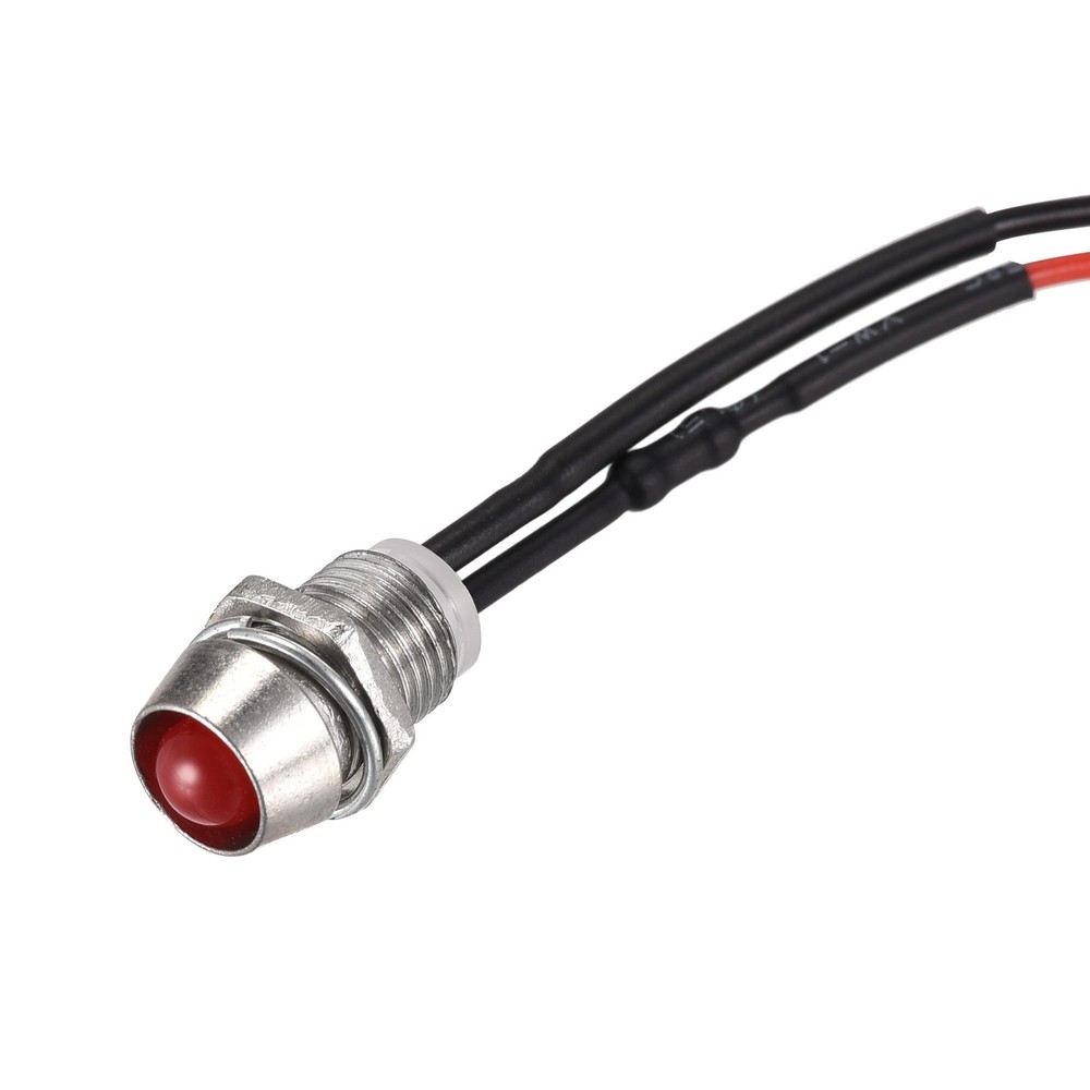 10Pcs - LED Indicator Light AC/DC 24V 8mm Panel Mount Metal Shell
