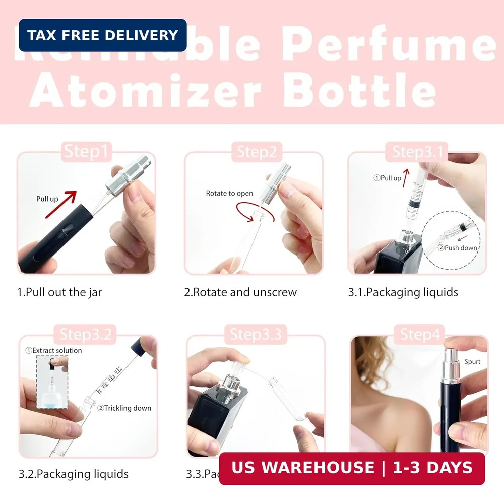 2 Pack Refillable Mini Perfume Atomizer Bottle，Portable Separate Bottles，Travel