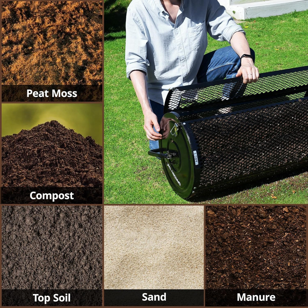 Compost Spreader 36 Inch Towable Peat Moss Spreader with Installation Support Ac