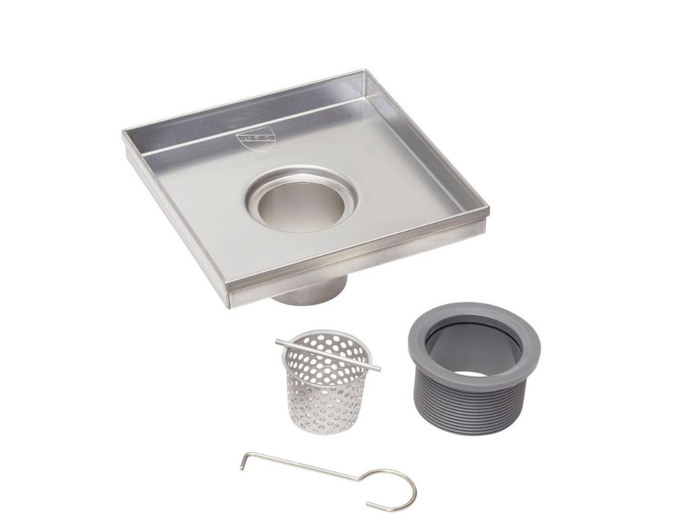 The BK PRODUCTS Zero Pattern 6 in. Square Drain Brushed Nickel