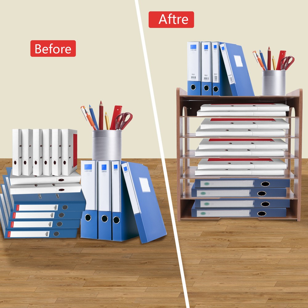 Desktop Organizer Flat Top Office Pens Magazine Book Document Storage Shelf