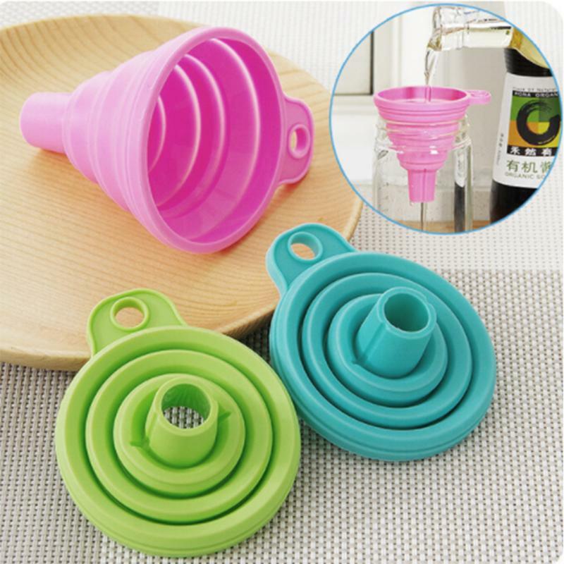 1PC Silicone Foldable Collapsible Style Funnel Hopper Kitchen Cooking Tools