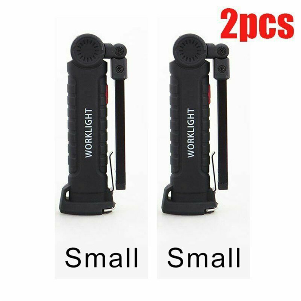 2PC USB Rechargeable COB LED Work Light Lamp Inspection Folding Torch Flashlight