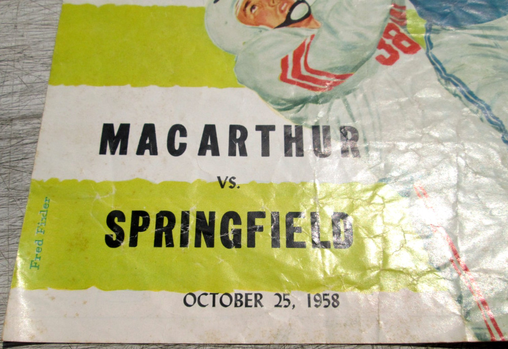 Douglas MacArthur High School Decatur Football Program 1958 vs. Springfield Il.