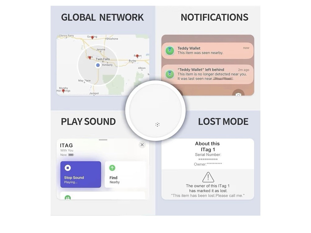 GPS Wireless Tag Bluetooth Tracker Works with Apple Find My