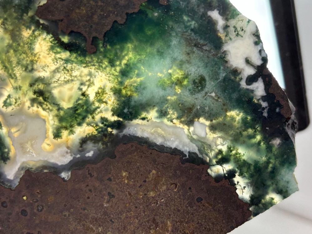 Semi-translucent Moss Agate Slab Cabbing Lapidary Carving Combo Ship Avail