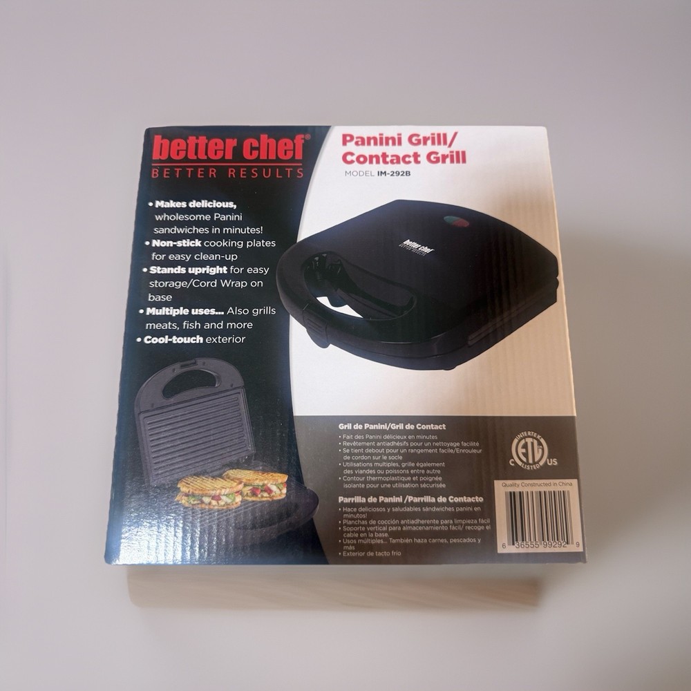 Better Chef Panini Grill Model IM-292B