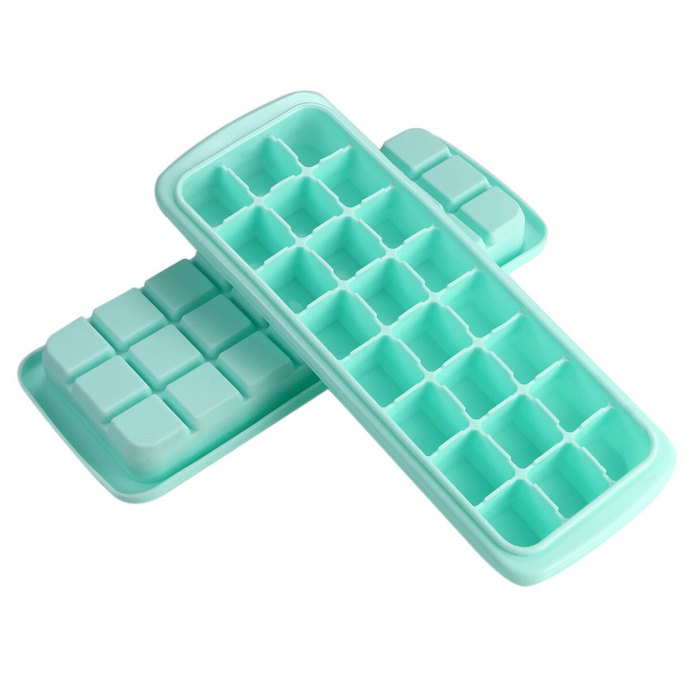 2 Pack Silicone Ice Cube Trays Flexible and Easy Release 24 Ice Cube Molds Safe
