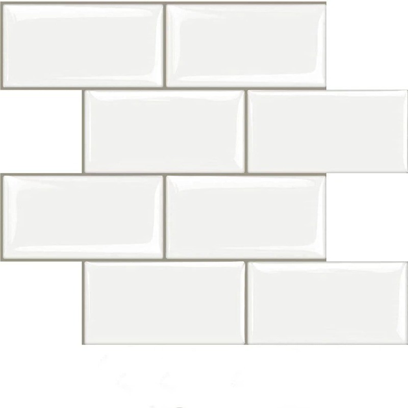 10-sheet tear-off subway tiles, for kitchen and bathroom use, white