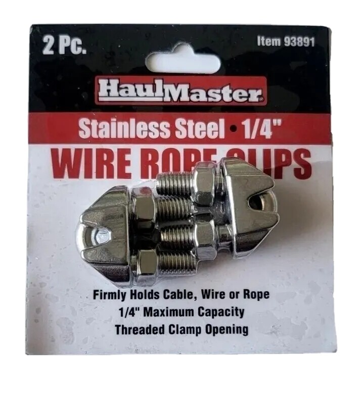Haul-Master 1/4" Wire Rope Clips 2pc. #93891 New!