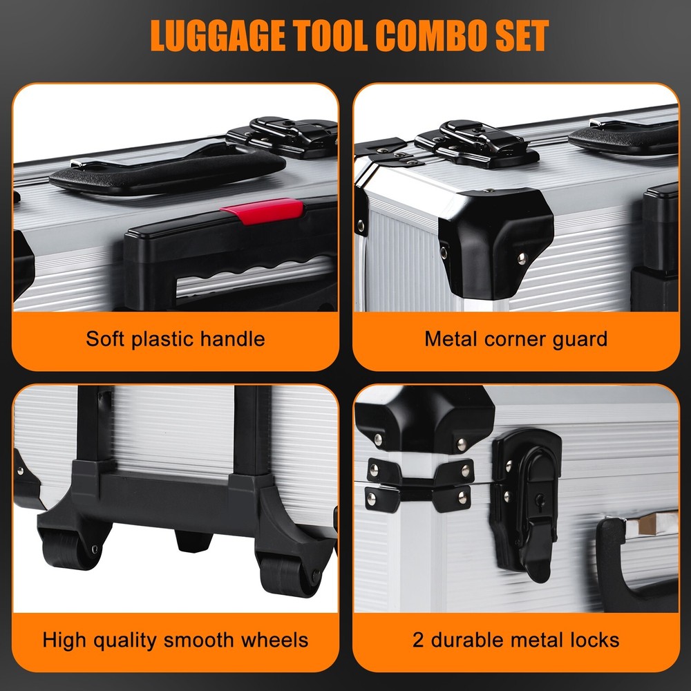 187-Piece Auto & Home Tool Kit with Rolling Box - Mechanic & DIY Set
