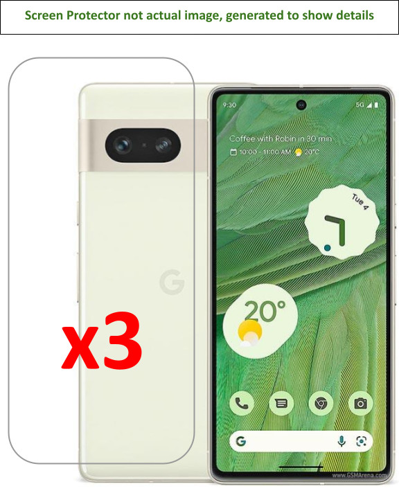3x Google Pixel 7 Screen Protector w/ cloth