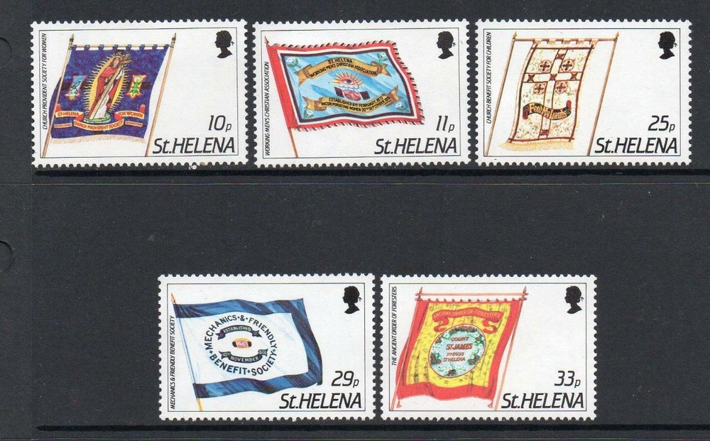 ST HELENA MNH 1986 SG472-476 FRIENDLY SOCIETIES BANNERS