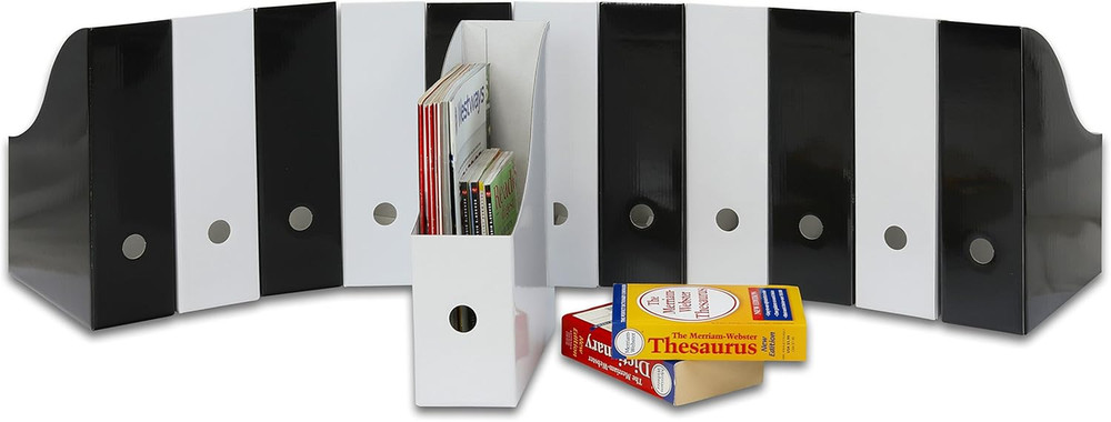 12-Pack Magazine File Holder Box, Foldable Cardboard Organizer, Black