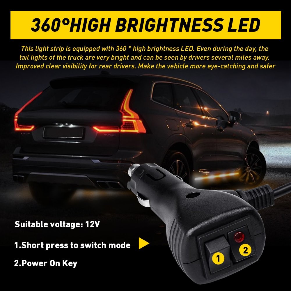 2pcs 60" Running Board Step Strips Bar LED Lights Strobe & White Amber