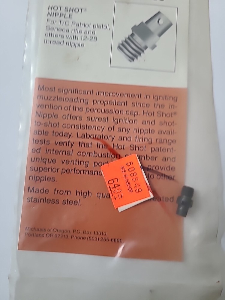 Uncle Mike's Muzzle Loading Accessory 2843-0 Pistol Hot Shot Nipple-NOS