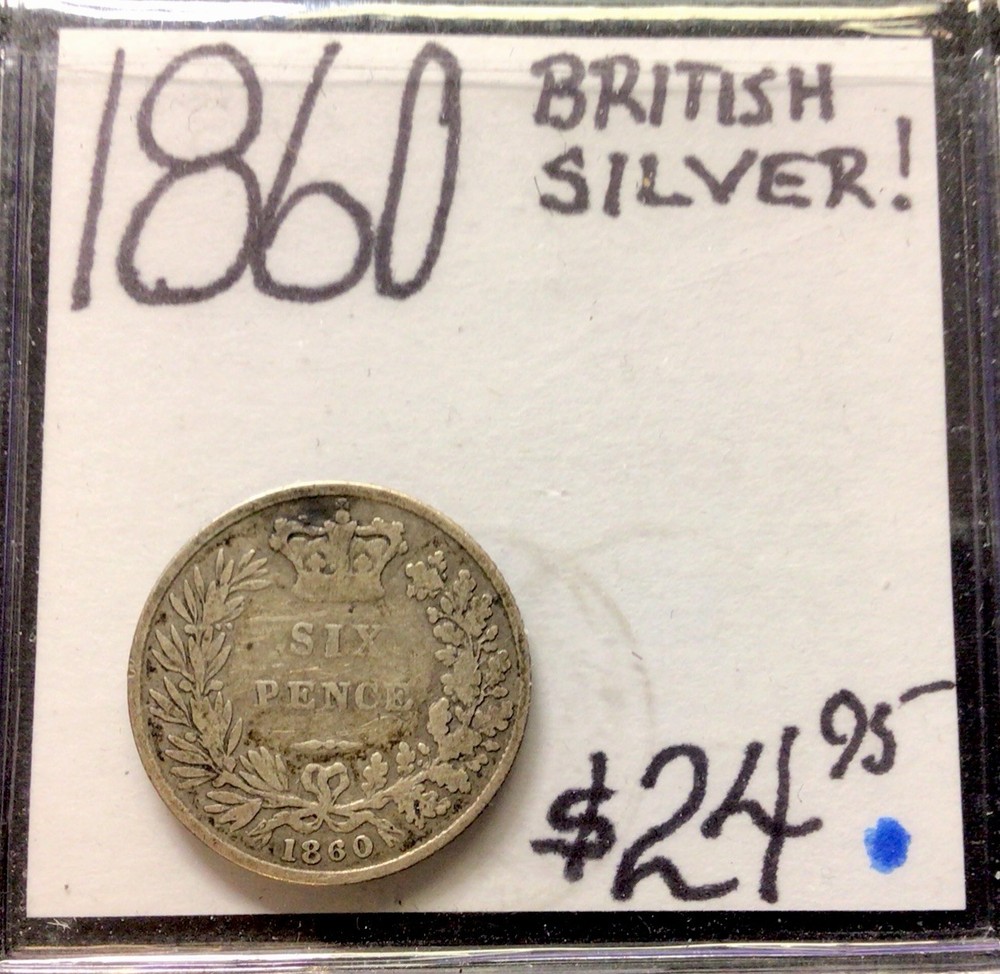 1860 British Silver! 6 Pence! ENN Coins