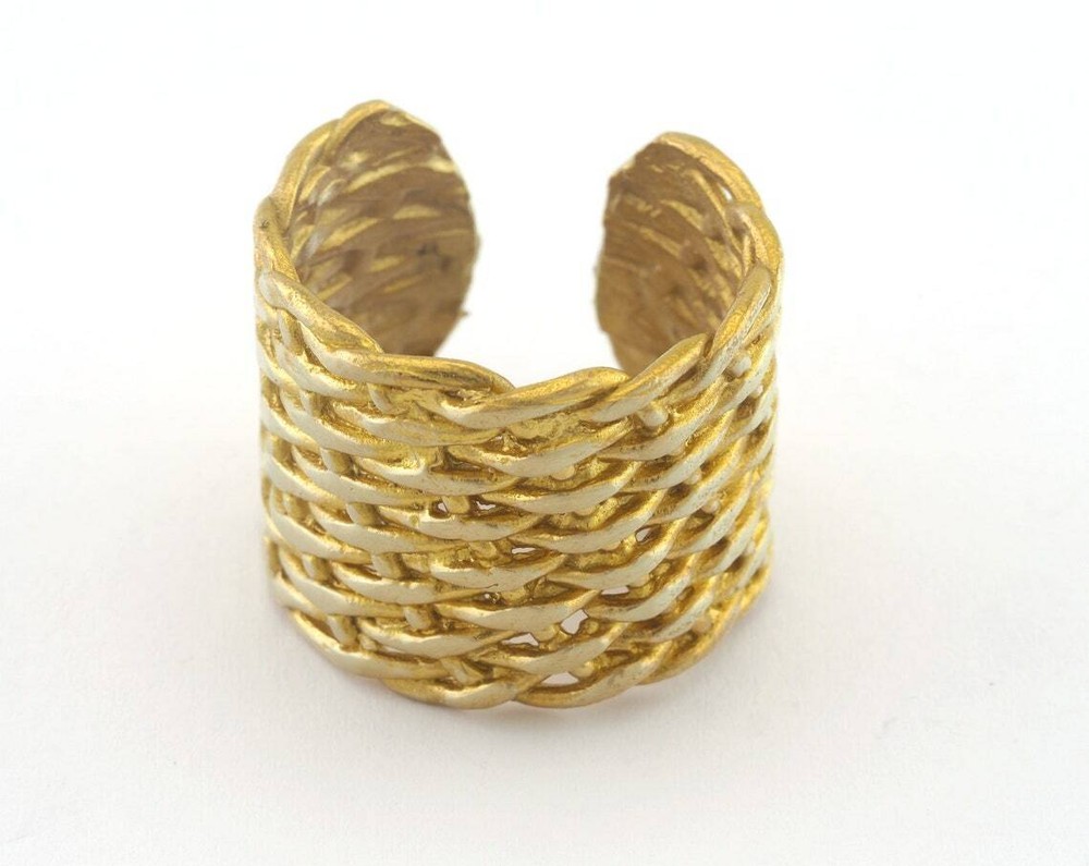 Plait Ring Textured Adjustable Ring Raw brass (19mm 9US inner size) 3297