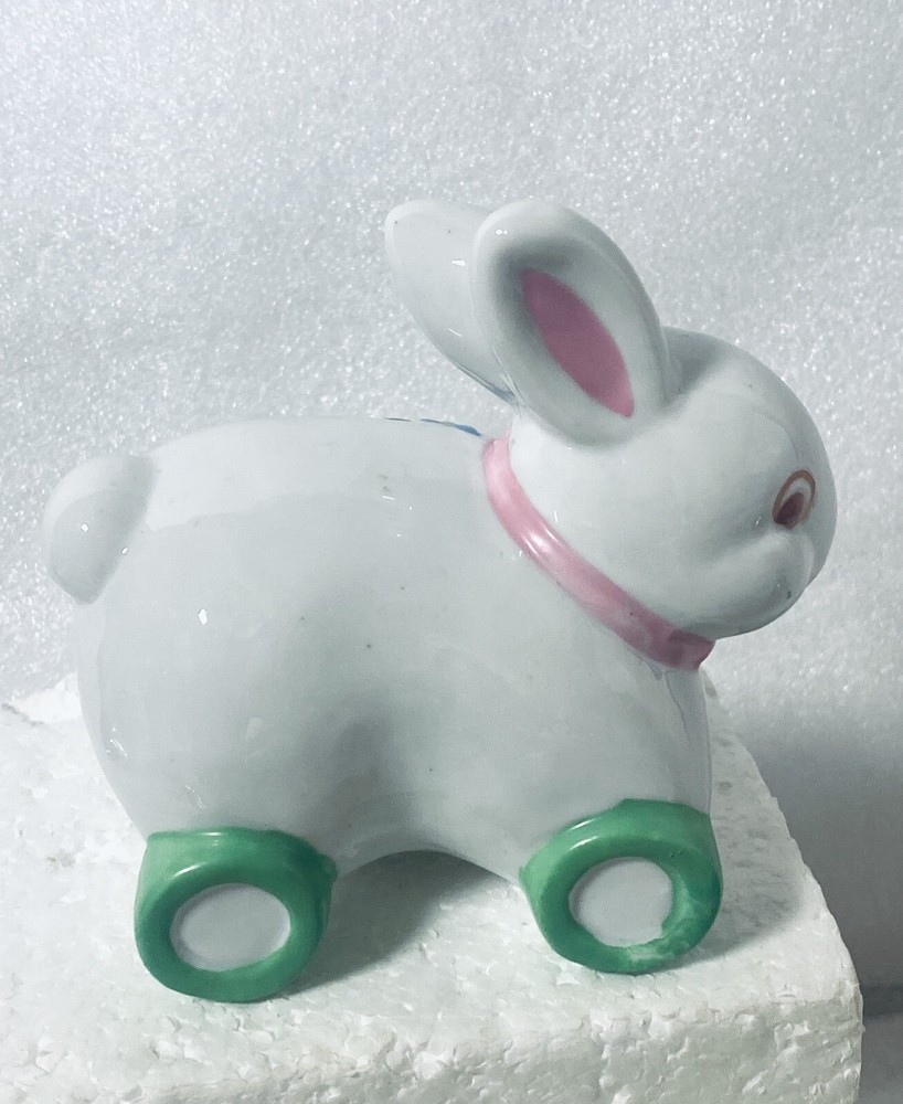 Rabbit Ceramic Figurines 4” 1991 Easter Bunny Vintage EUC