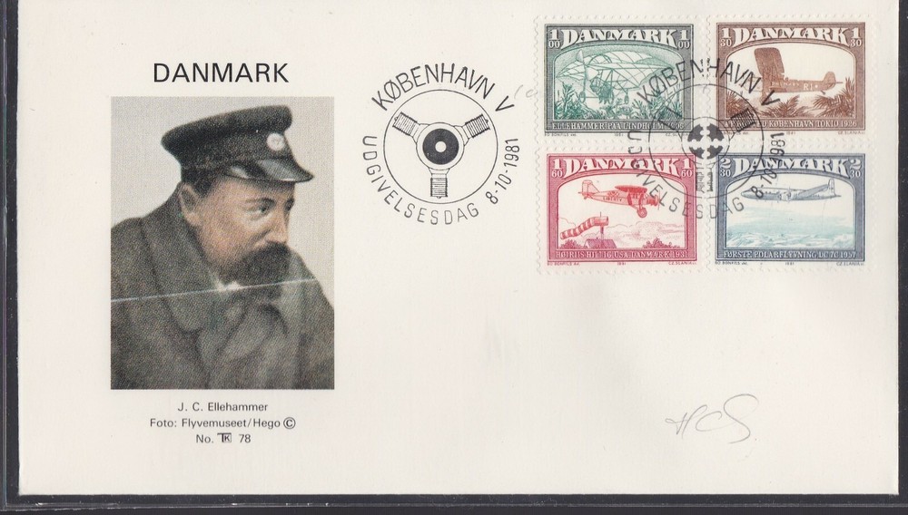 DENMARK 1981 4 FIRST DAY COVERS PLANES