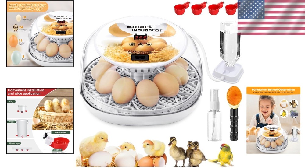 Enhanced Egg Hatching Experience - 12-Egg Incubator with Clear Window & Candler