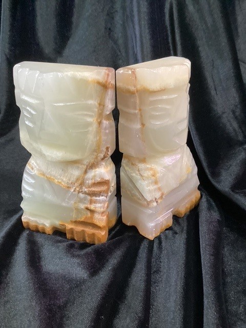 Set of Marble Onyx Bookends.  Heavy