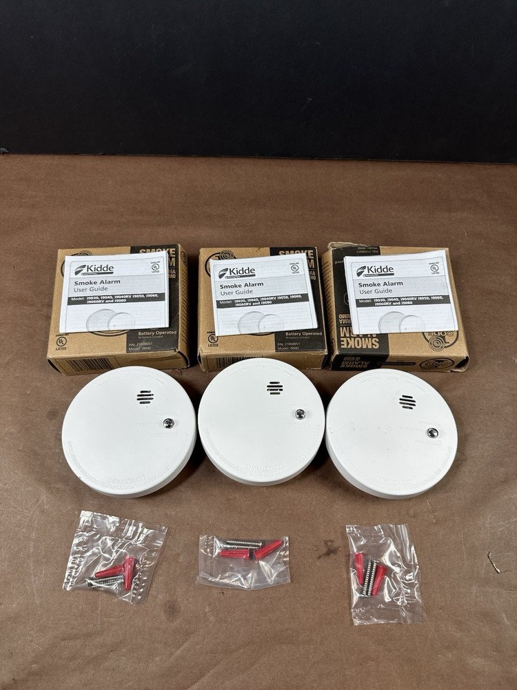 -3 New KIDDE Smoke Alarms Code One I9040 With 9V Battery Fire Sentry 21008051