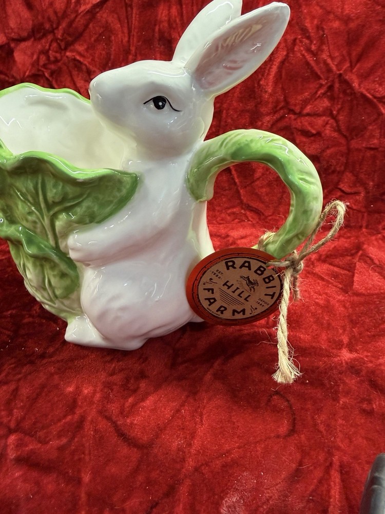 Arlington Designs Easter Bunny Rabbit Cabbage Ceramic Sugar Bowl /creamer New