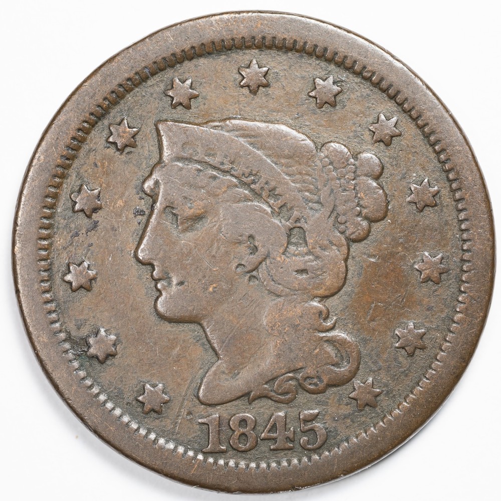 1845 Braided Hair Large Cent Good (G)