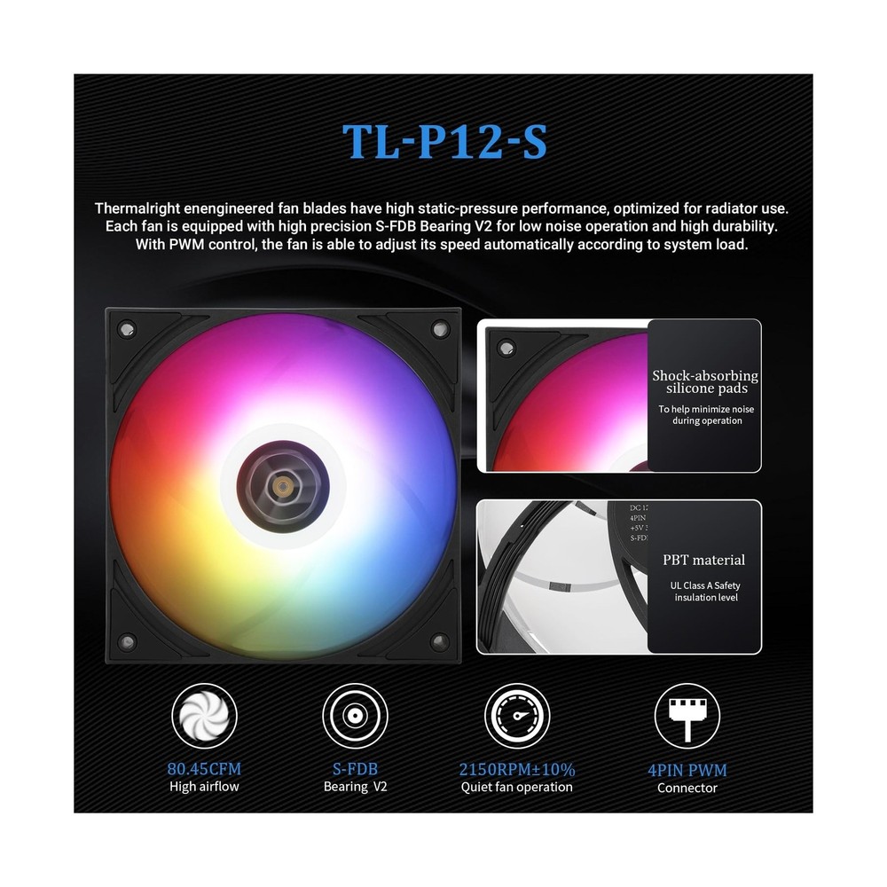 Thermalright Grand Vision 240 ARGB Black CPU AIO Cooler,PC 240 Specification ...